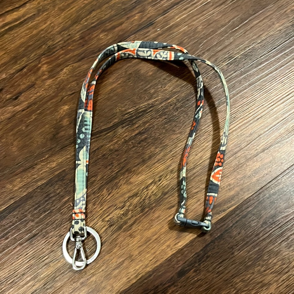 VERA BRADLEY Gray/Aqua/Orange "Nomadic Floral" lanyard